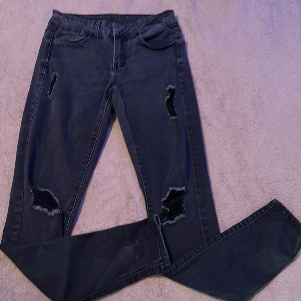 Lightly Ripped Black Skinny Jeans